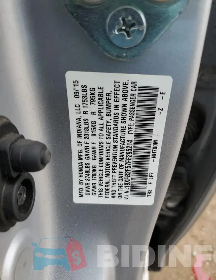 19XFB2F57FE295214 Photo# 12