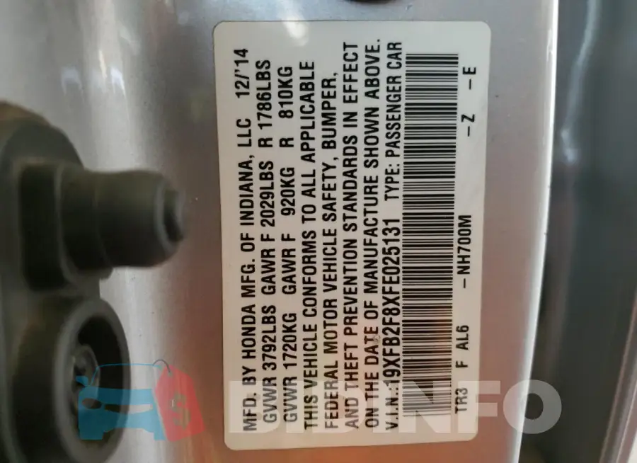 19XFB2F8XFE025131 Photo# 13