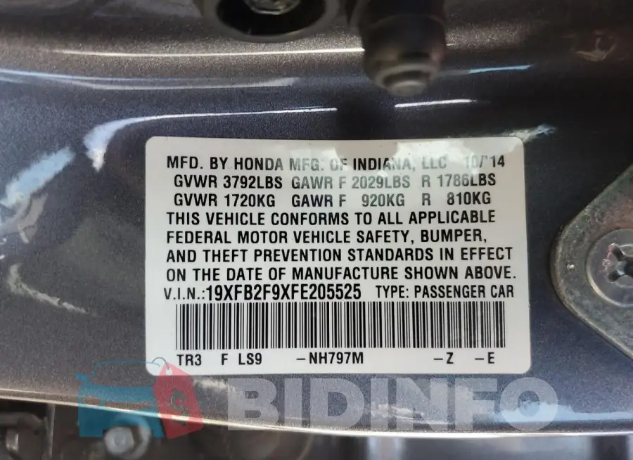 19XFB2F9XFE205525 Photo# 12