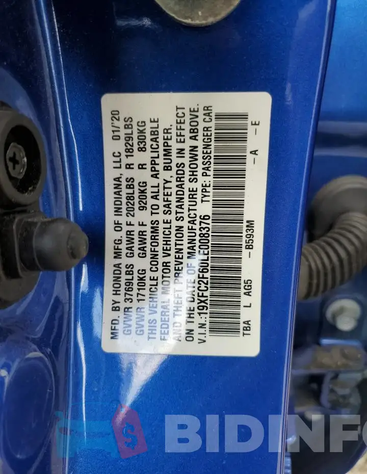 19XFC2F60LE008376 Photo# 12