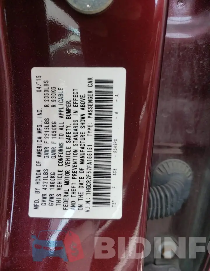1HGCR2F57FA166151 Photo# 13