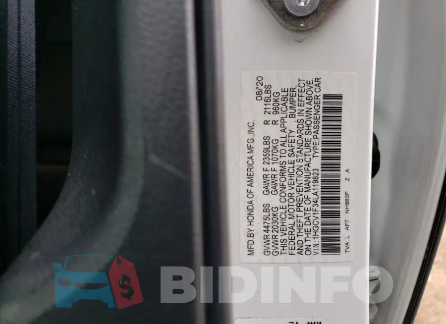 1HGCV1F34LA119823 Photo# 12