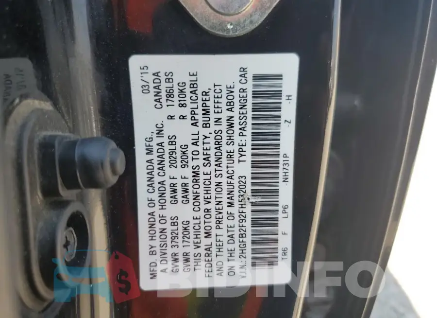 2HGFB2F92FH532023 Photo# 13