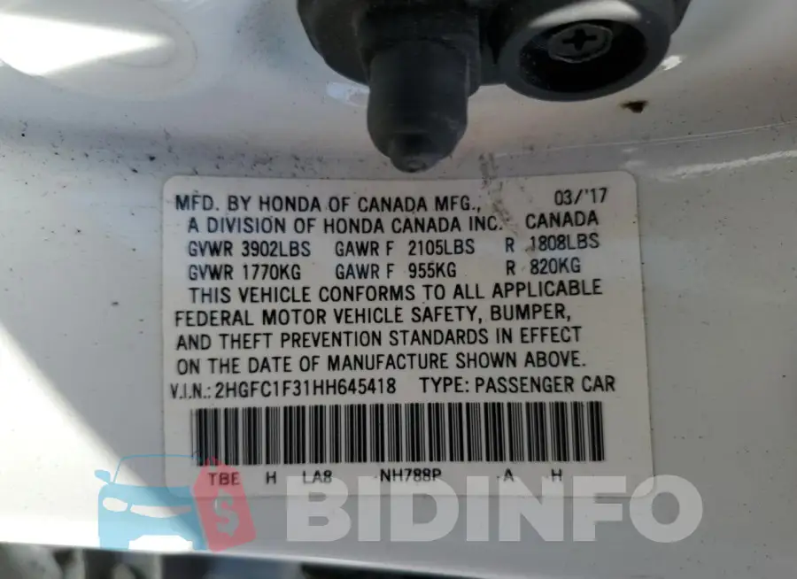 2HGFC1F31HH645418 Photo# 12