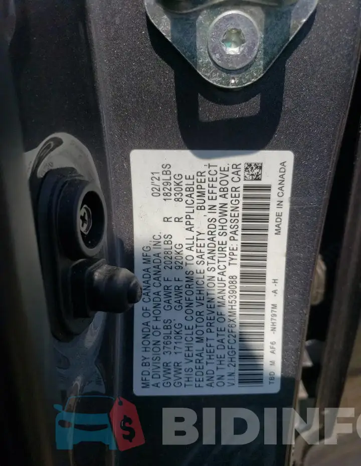 2HGFC2F6XMH539088 Photo# 12