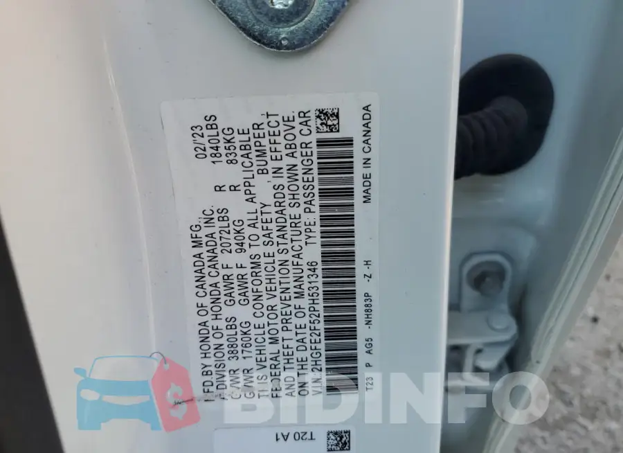 2HGFE2F52PH531346 Photo# 12