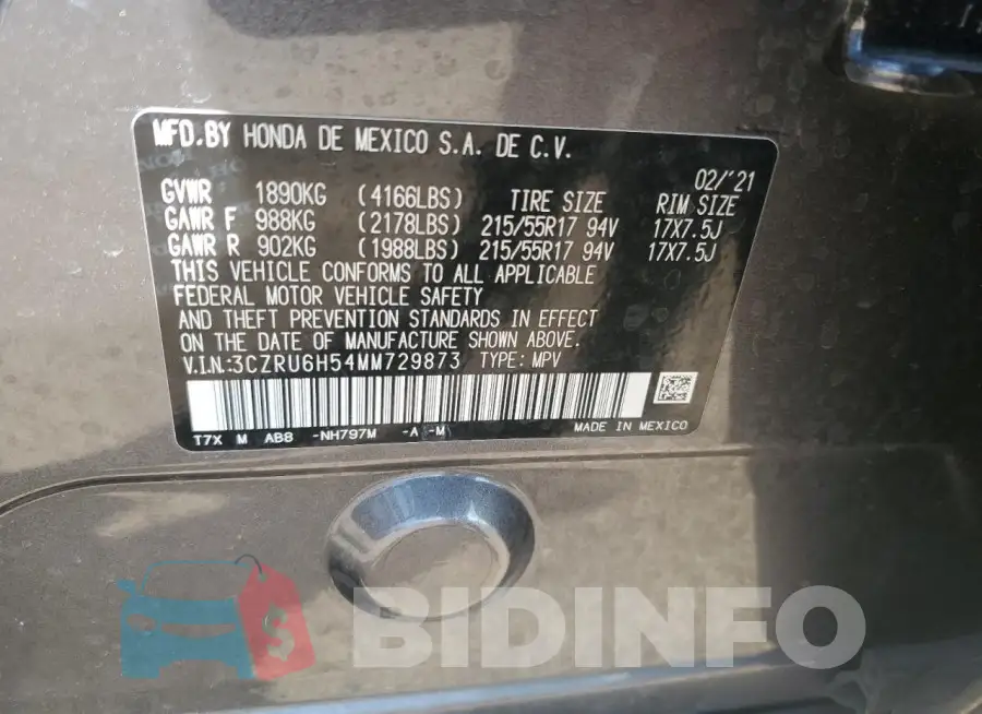 3CZRU6H54MM729873 Photo# 13