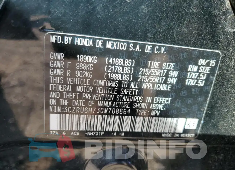3CZRU6H73GM708664 Photo# 14