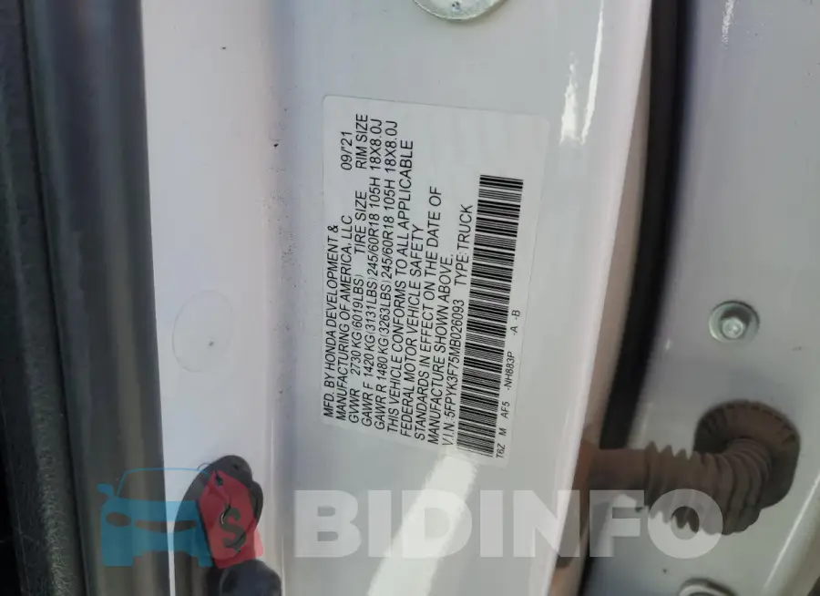 5FPYK3F75MB026093 Photo# 12