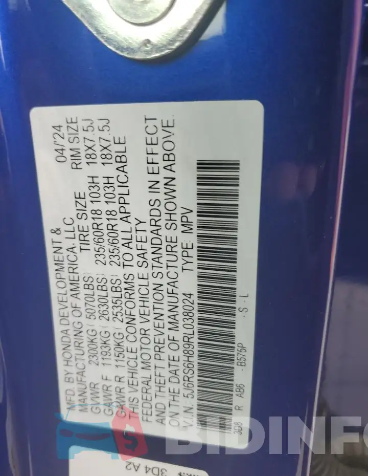 5J6RS6H89RL038024 Photo# 13
