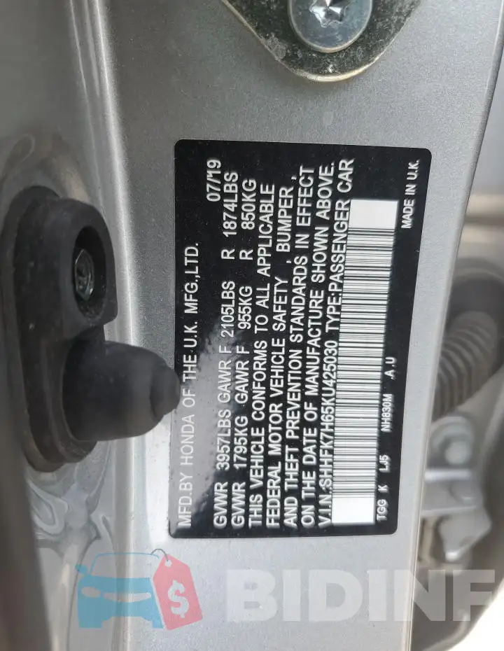 SHHFK7H65KU425030 Photo# 12