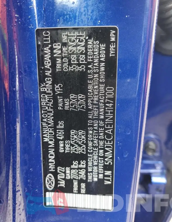 5NMJECAE1NH147100 Photo# 13