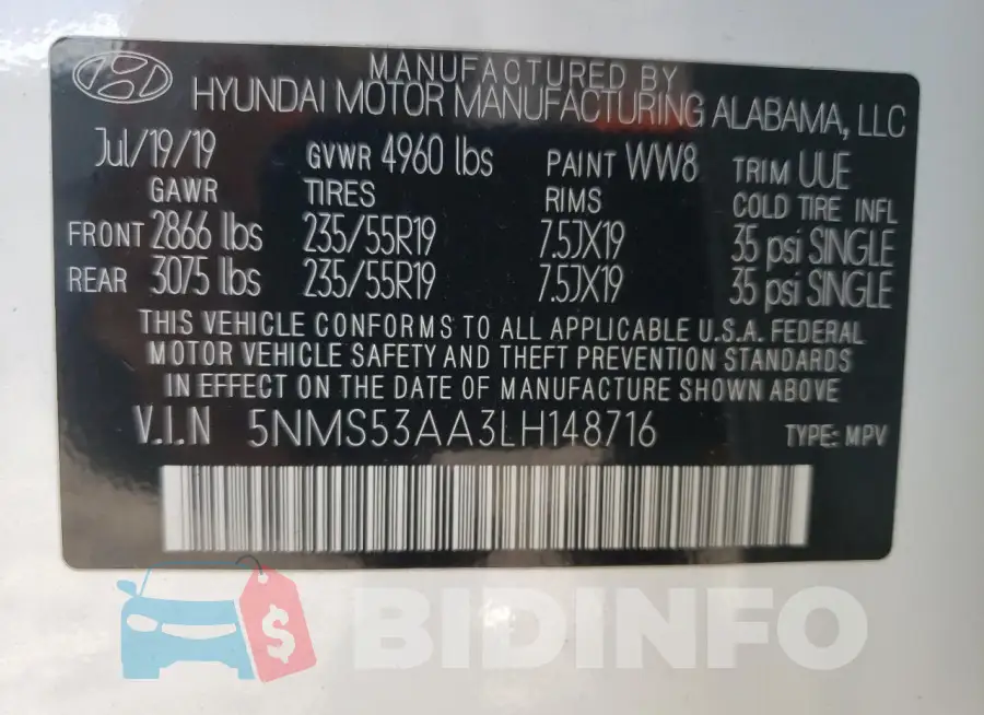 5NMS53AA3LH148716 Photo# 13