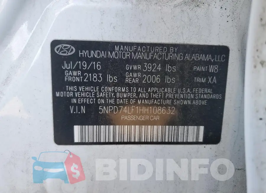 5NPD74LF1HH108632 Photo# 12