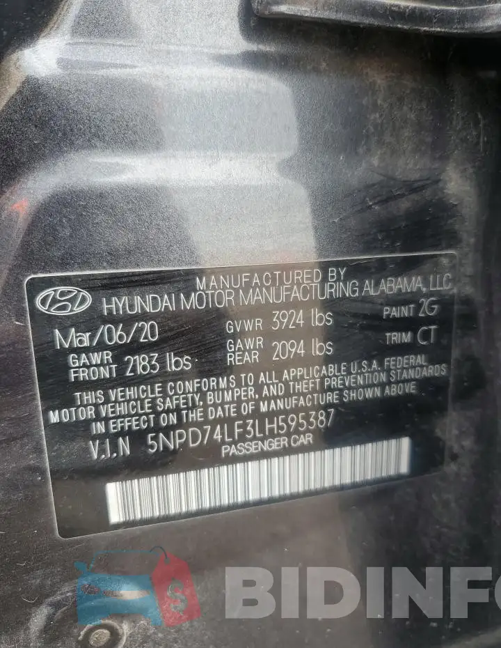 5NPD74LF3LH595387 Photo# 13