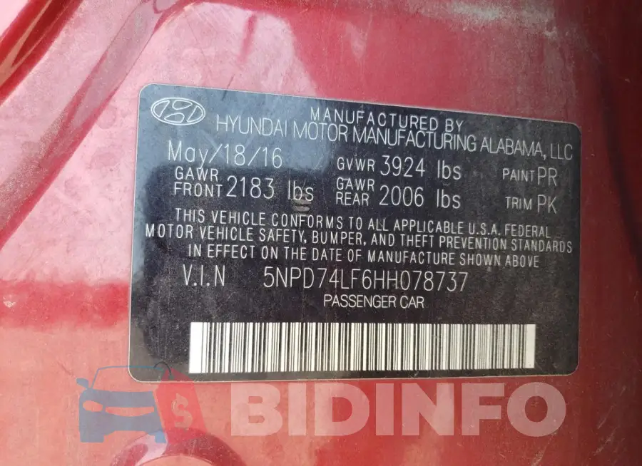 5NPD74LF6HH078737 Photo# 12