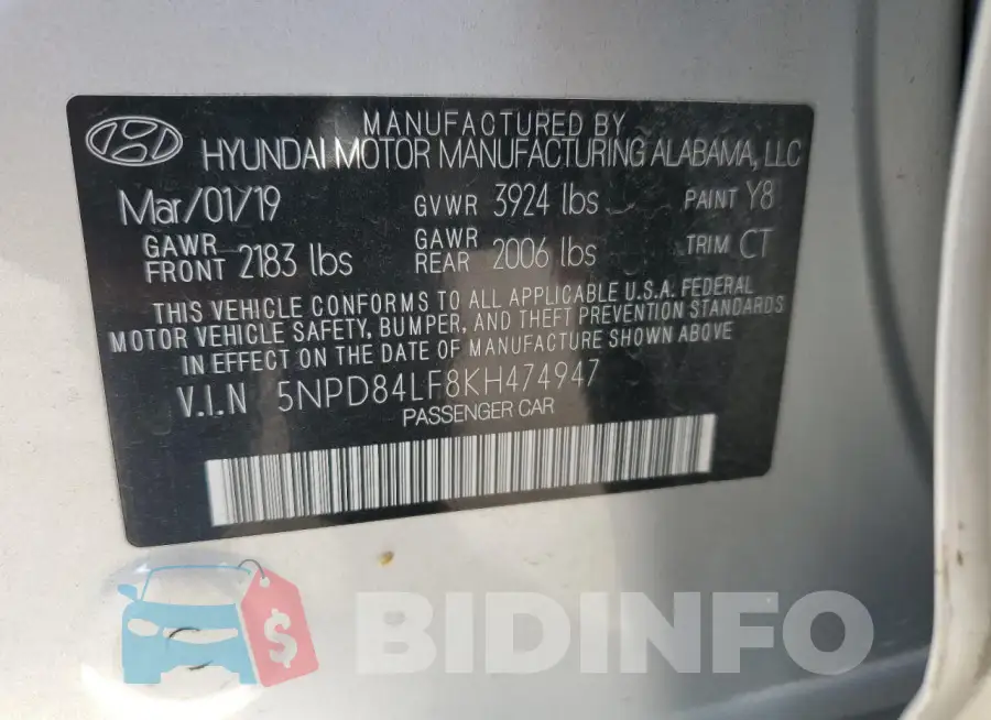 5NPD84LF8KH474947 Photo# 12