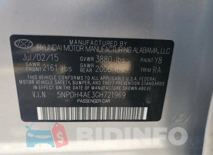 5NPDH4AE3GH721969 Photo# 13