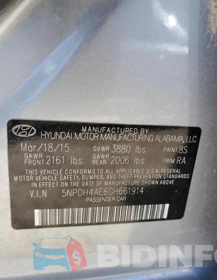 5NPDH4AE6GH661914 Photo# 12