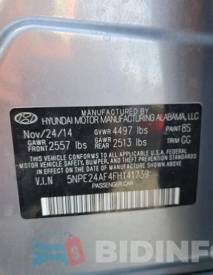 5NPE24AF4FH141739 Photo# 12