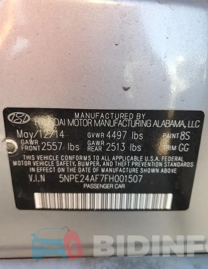5NPE24AF7FH001507 Photo# 12