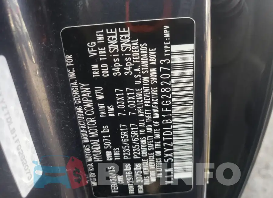 5XYZTDLB1FG282073 Photo# 13