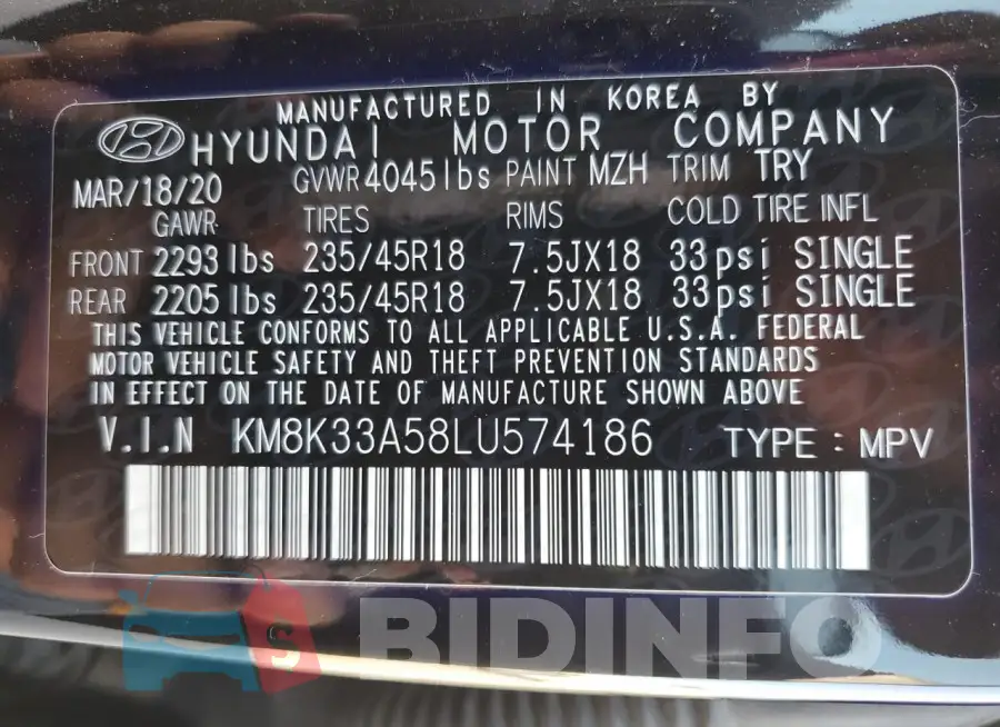 KM8K33A58LU574186 Photo# 12