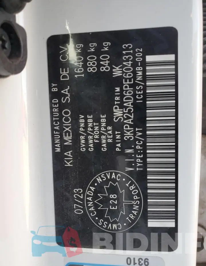 3KPA25AD6PE604313 Photo# 12