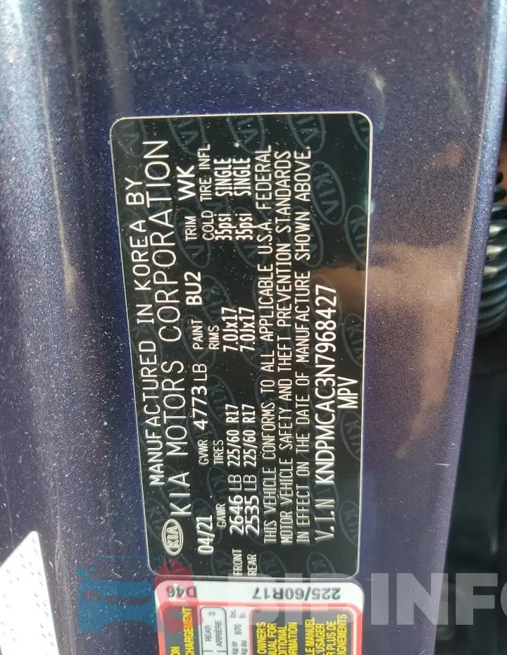 KNDPMCAC3N7968427 Photo# 13