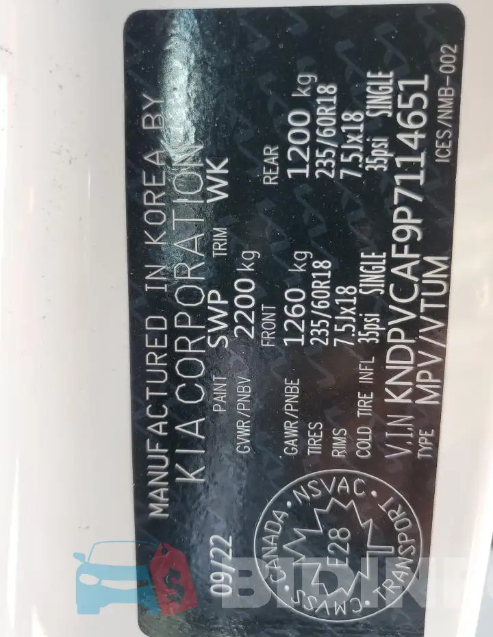 KNDPVCAF9P7114651 Photo# 13