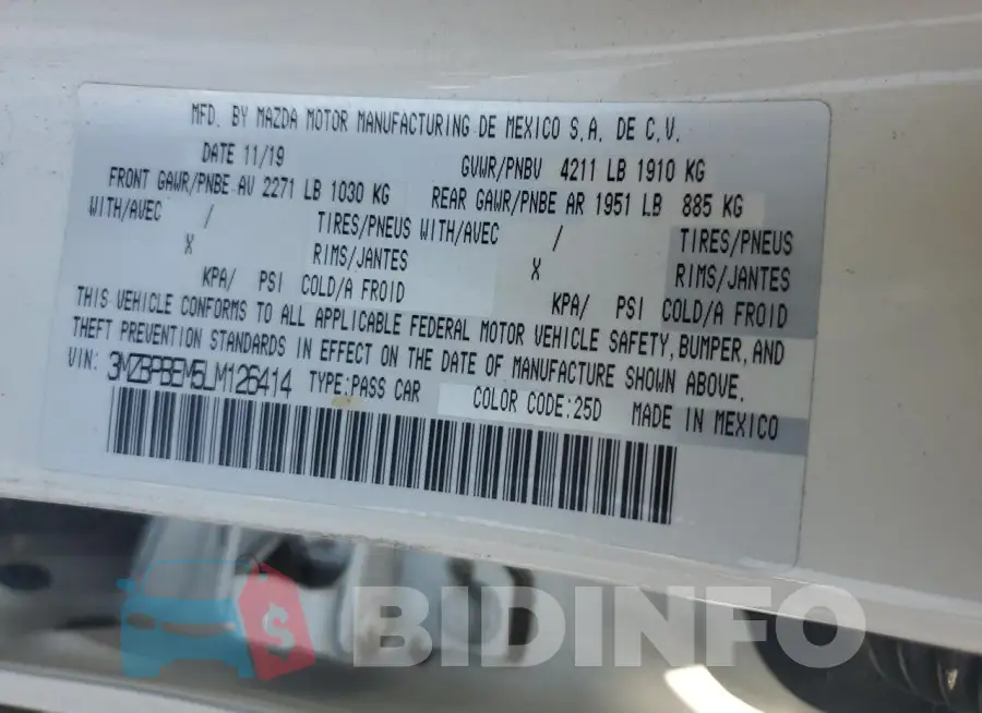3MZBPBEM5LM126414 Photo# 13