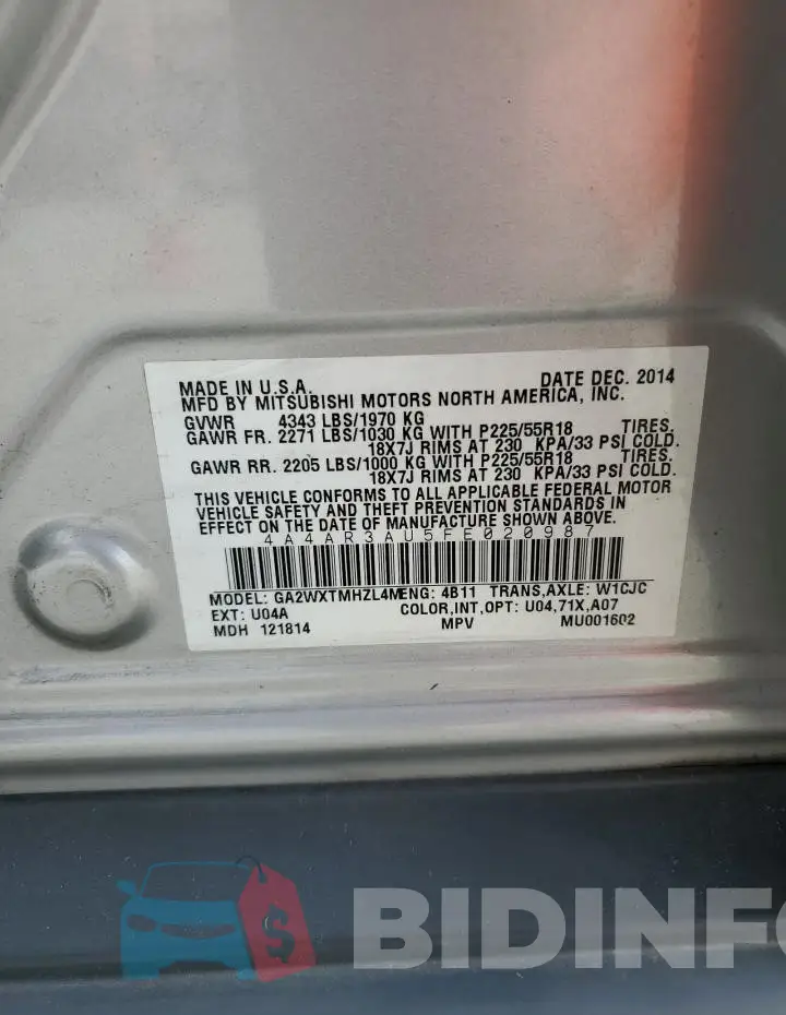 4A4AR3AU5FE020987 Photo# 13