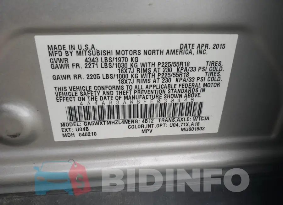 4A4AR3AW8FE030446 Photo# 13