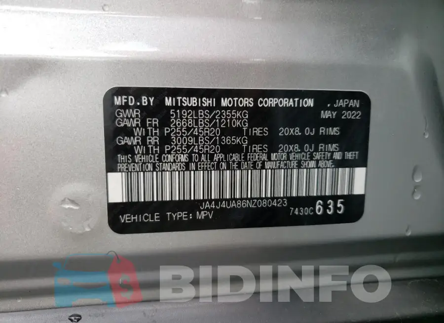 JA4J4UA86NZ080423 Photo# 13