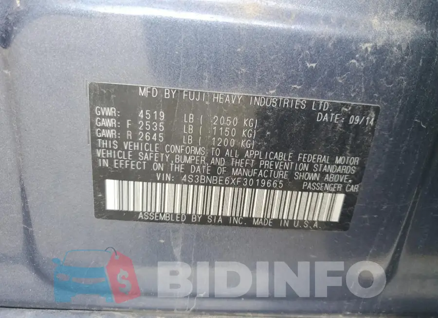 4S3BNBE6XF3019665 Photo# 12
