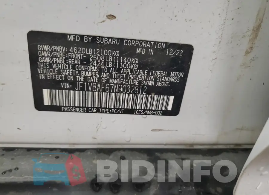 JF1VBAF67N9032812 Photo# 12