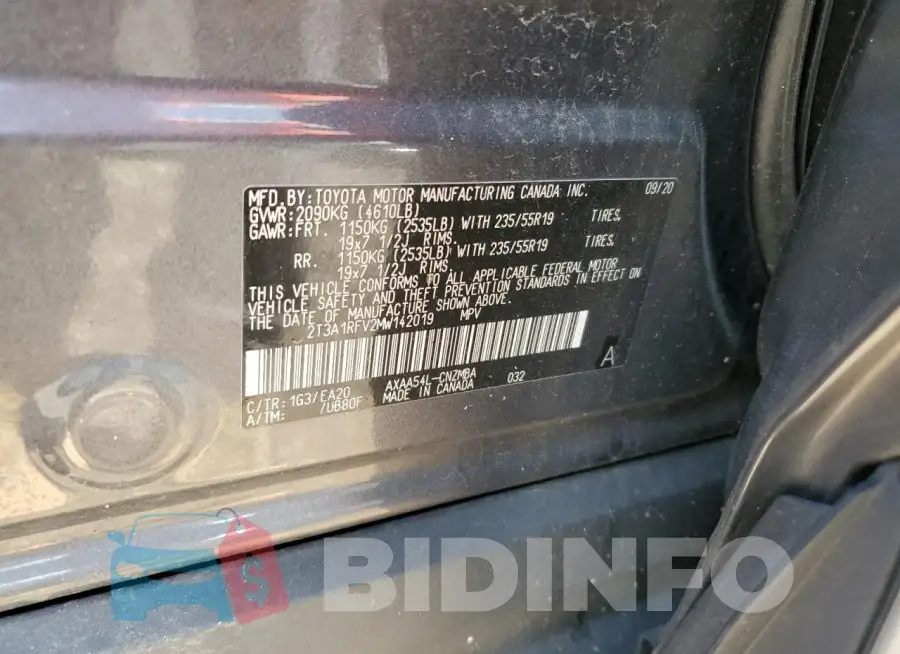 2T3A1RFV2MW142019 Photo# 12