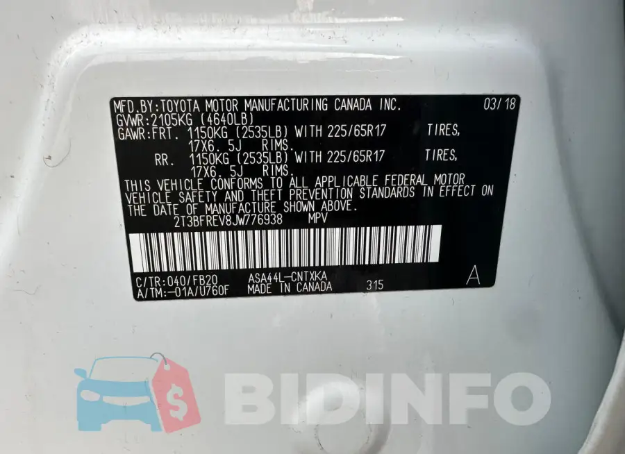 2T3BFREV8JW776938 Photo# 10