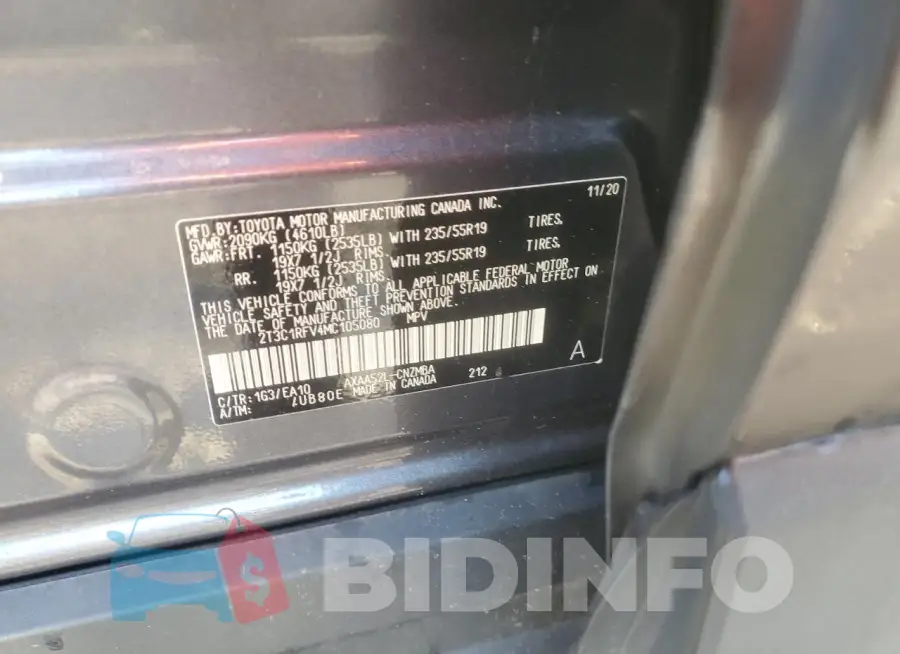 2T3C1RFV4MC105080 Photo# 13