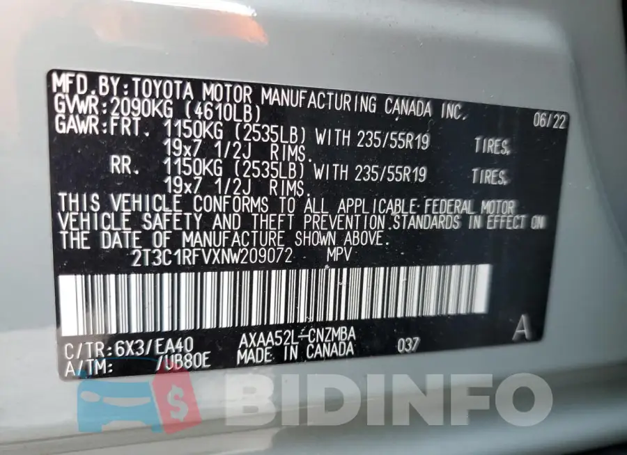 2T3C1RFVXNW209072 Photo# 14