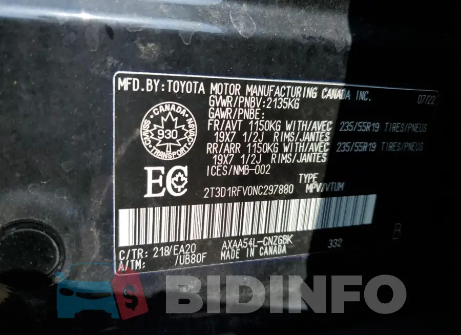 2T3D1RFV0NC297880 Photo# 13