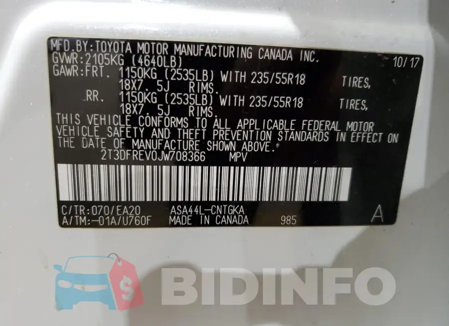 2T3DFREV0JW708366 Photo# 14