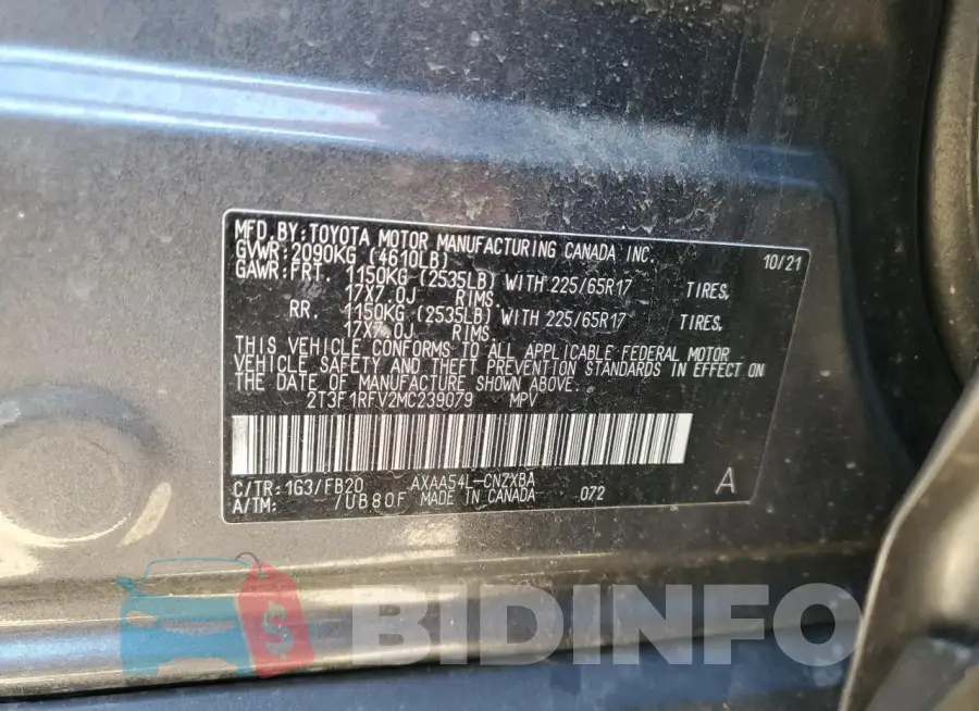 2T3F1RFV2MC239079 Photo# 13