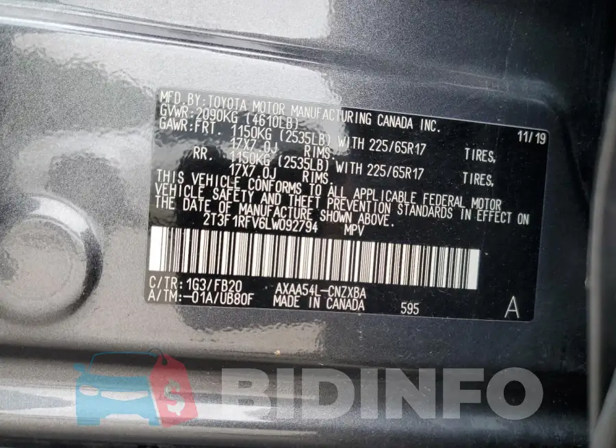 2T3F1RFV6LW092794 Photo# 13