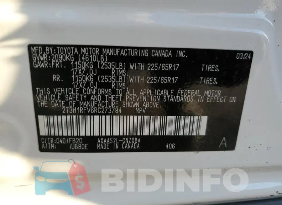 2T3H1RFV6RC273784 Photo# 12