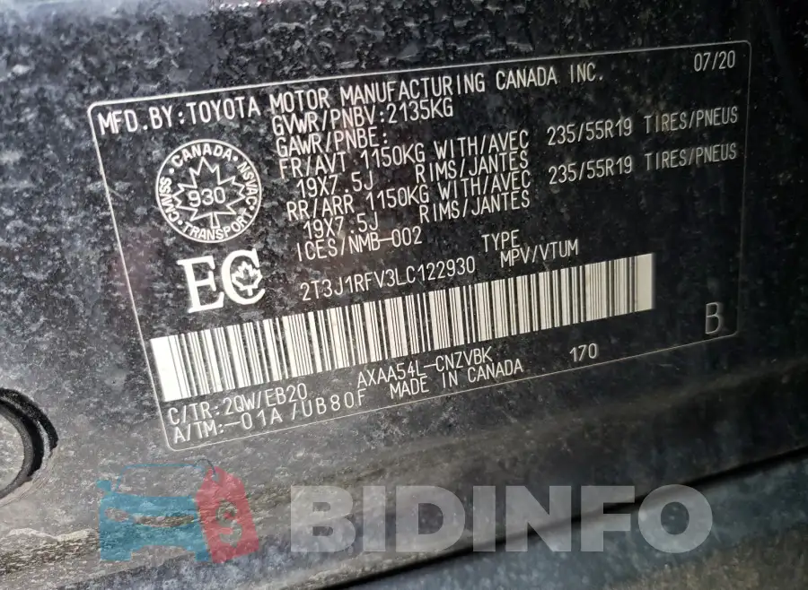 2T3J1RFV3LC122930 Photo# 10