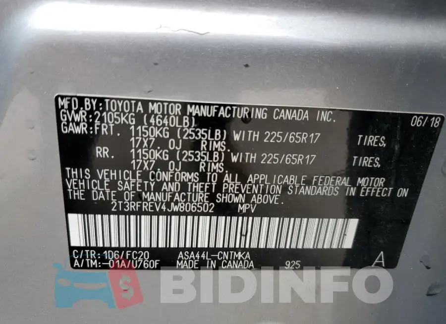 2T3RFREV4JW806502 Photo# 13