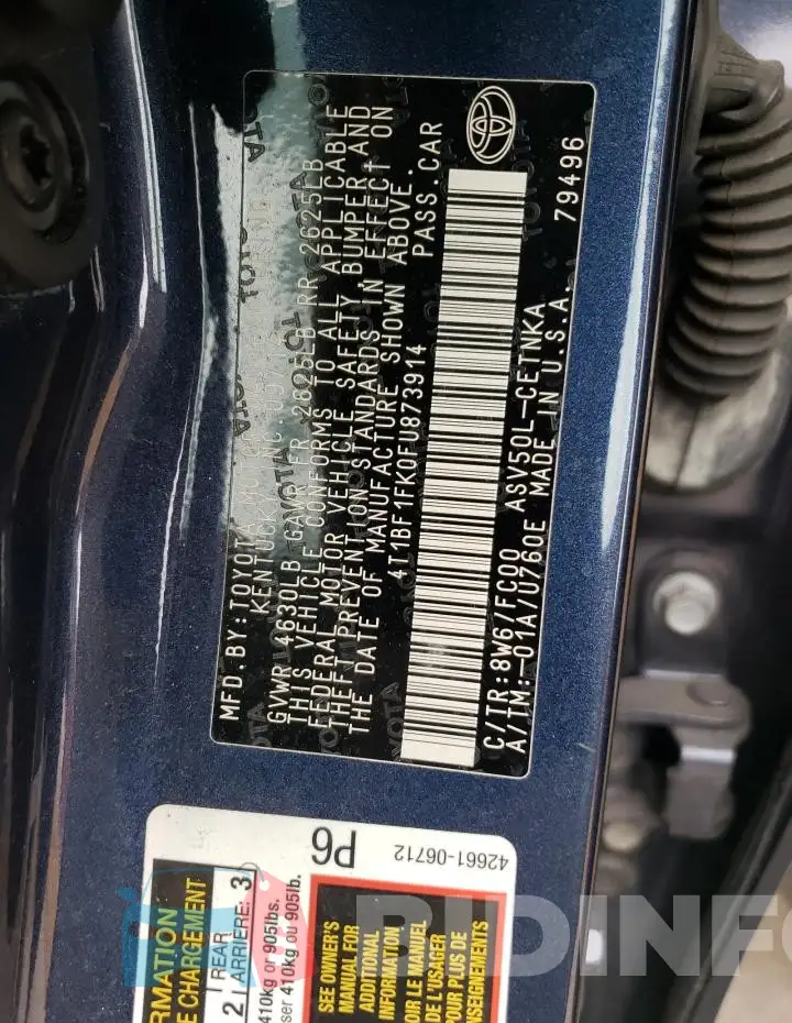 4T1BF1FK0FU873914 Photo# 12