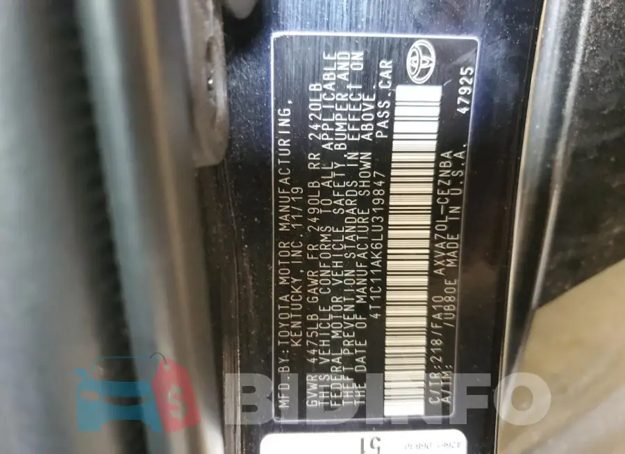 4T1C11AK6LU319847 Photo# 13