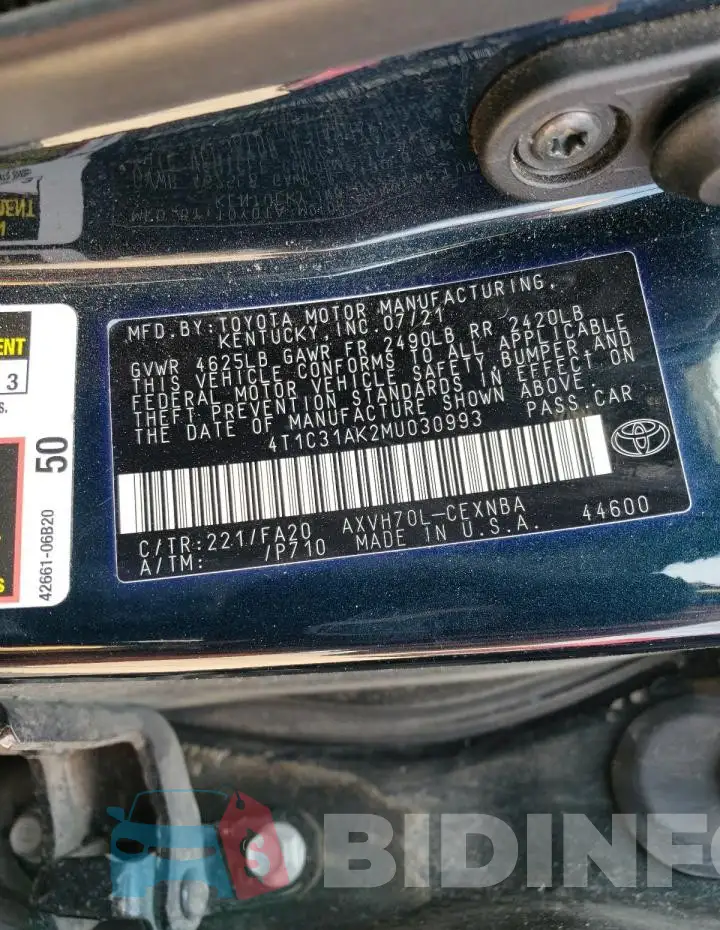 4T1C31AK2MU030993 Photo# 12